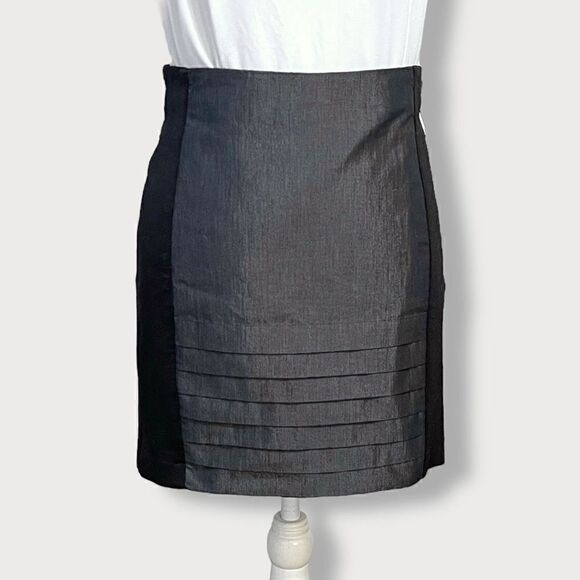 Bebe Black & Silver Stretchy Mini Skirt With Removable Elastic Belt Sz 8 - Picture 12 of 12